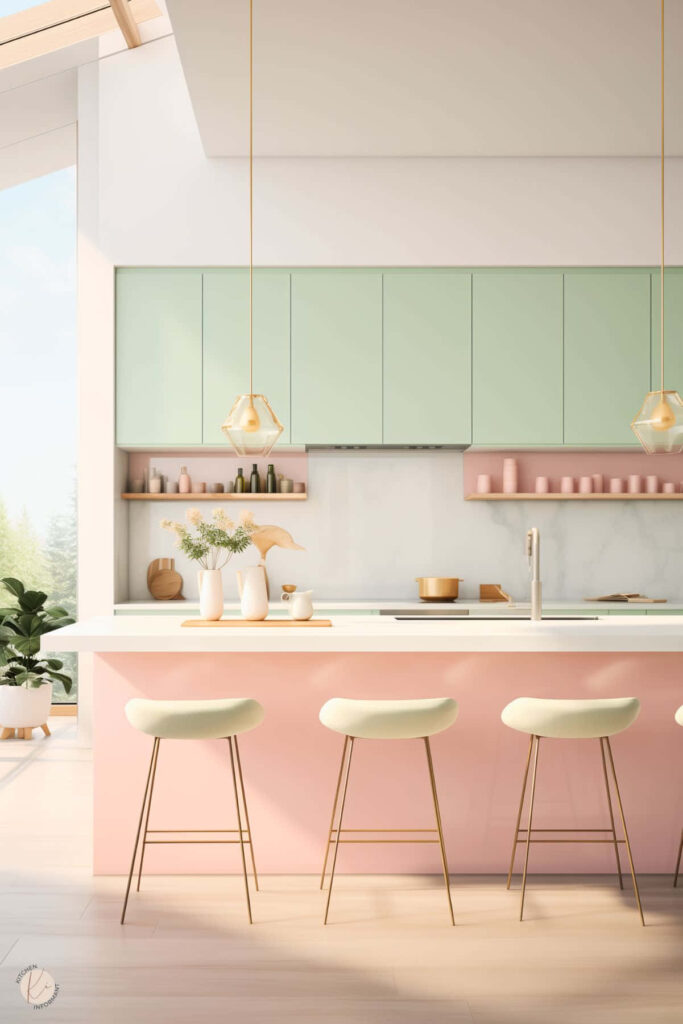 Desain Dapur Minimalis 3x3 Retro Pastel