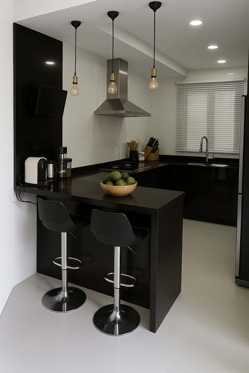 Desain Dapur Minimalis 2x2 Gaya Minimalis Monokrom