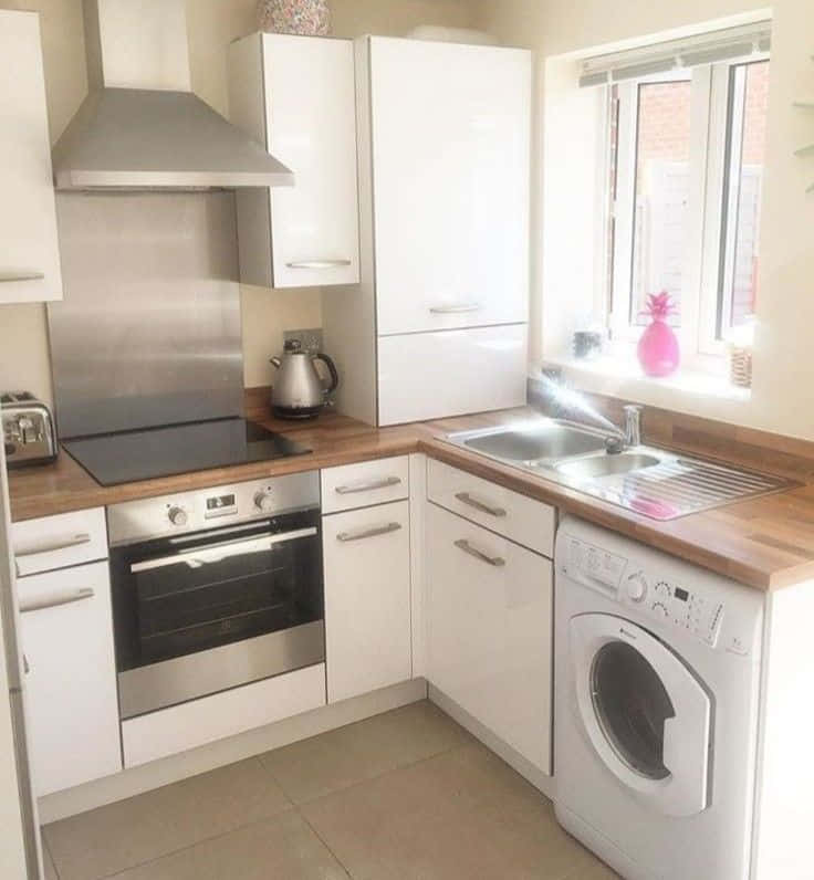 Desain dapur dan tempat cuci baju (laundry) Layout L-Shape