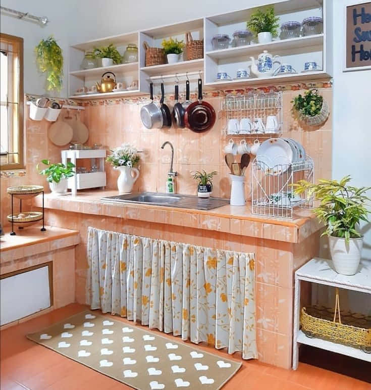 Layout dapur minimalis Full Dinding Gantung