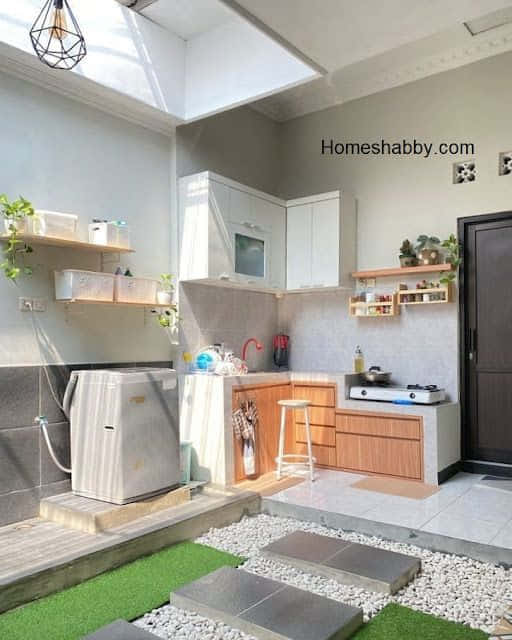 Desain Multifungsi: Dapur + Laundry Area